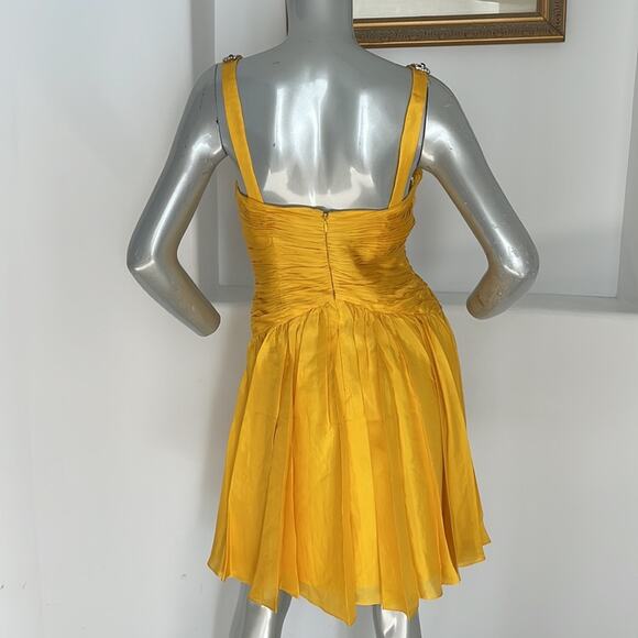 Interlude Couture Collection Silk Yellow Dress Size 8 - Picture 7 of 14